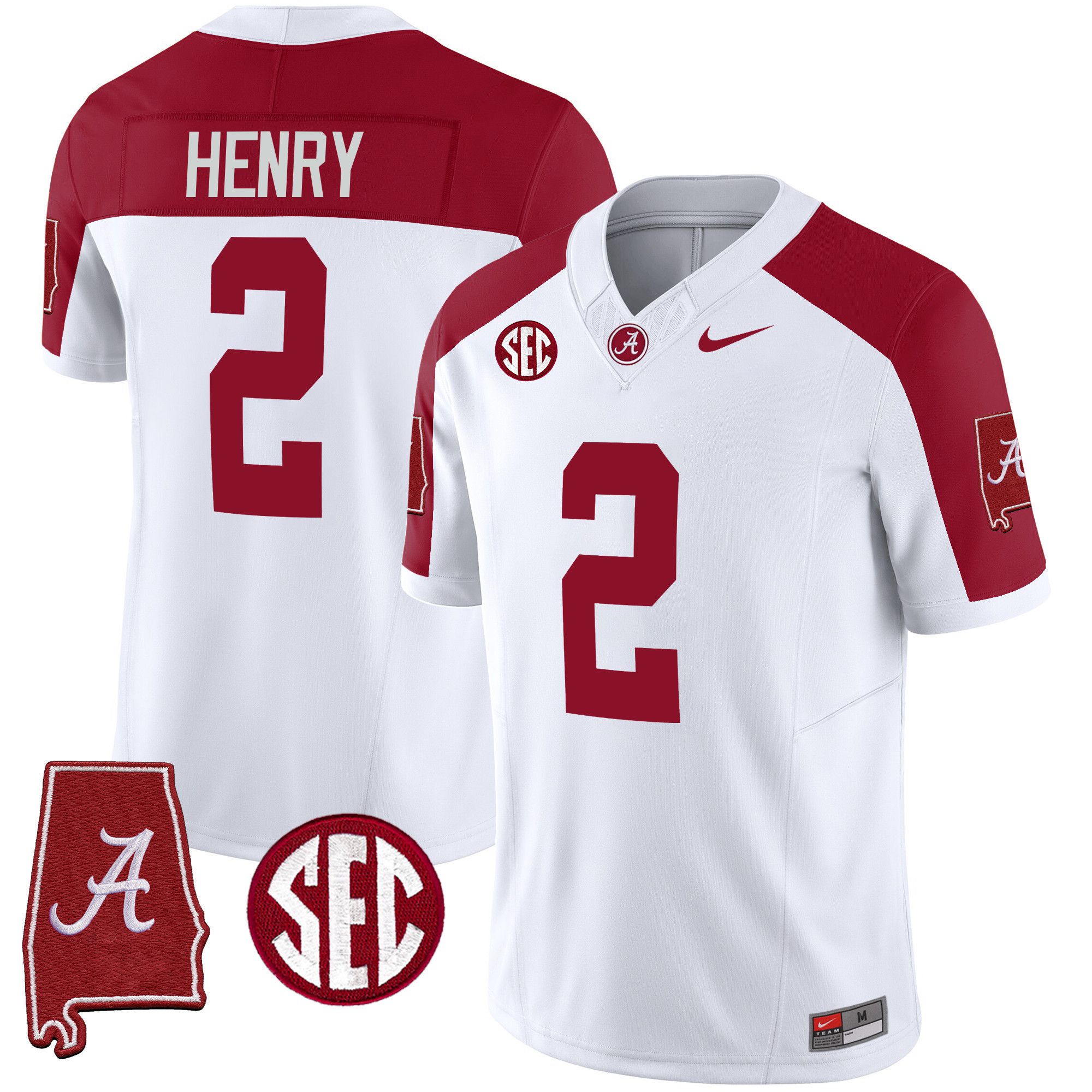 Men Alabama Crimson Tide #2 Henry White 2024 Nike Vapor Limited NCAA Jersey style 1